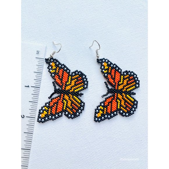 Mexican Earrings Huichol Earrings Floral Mexican Earrings, Boho Floral Earrings, - Picture 7 of 7